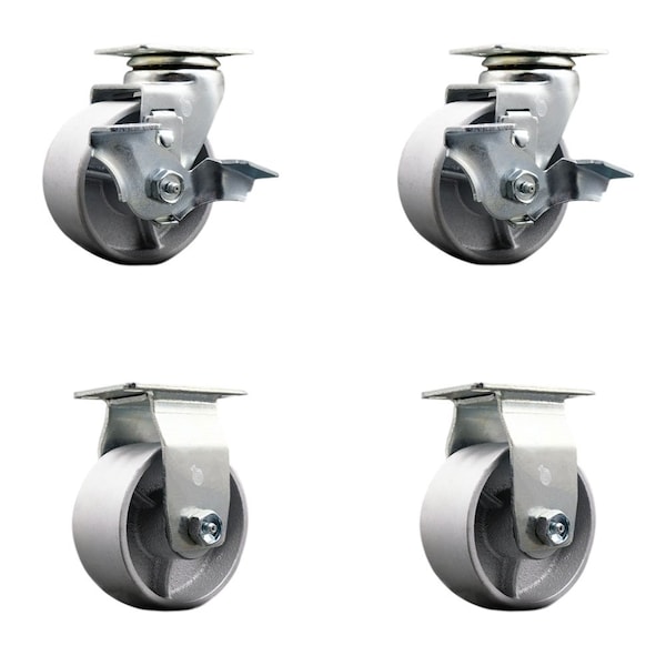 Tool Box Caster Wheel Set 4'' Semi Steel Cast Iron Swivel Casters, 4PK